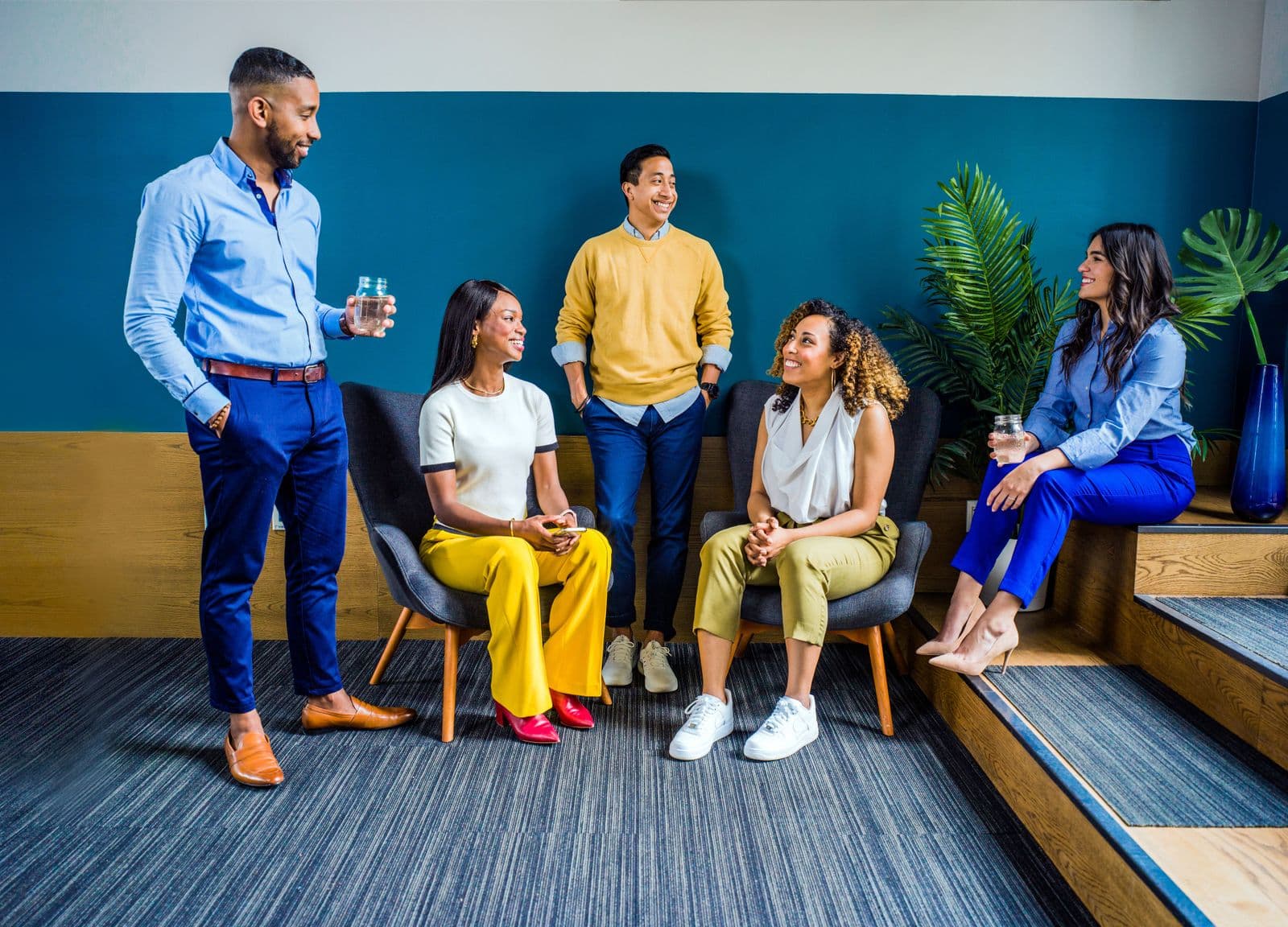 Members talking in an open lounge